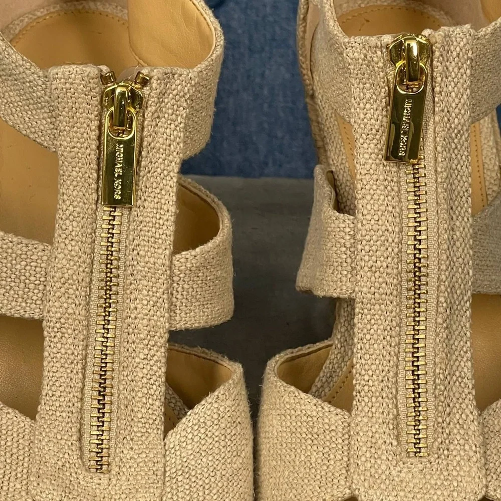 Michael Kors‎ Women's Damita Platform Wedge Espadrilles Natural Lyst Sz 10M